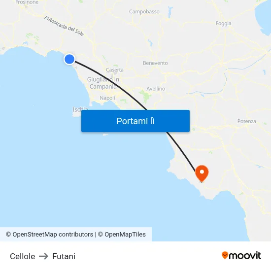 Cellole to Futani map