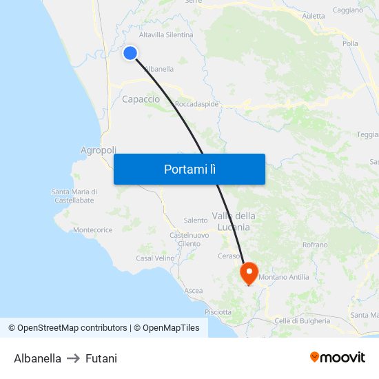 Albanella to Futani map