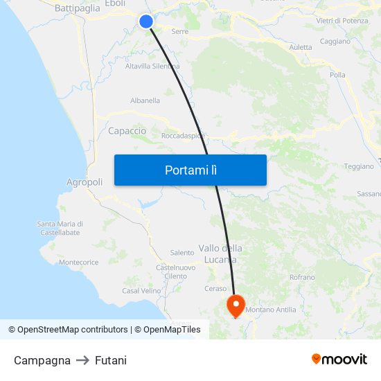 Campagna to Futani map
