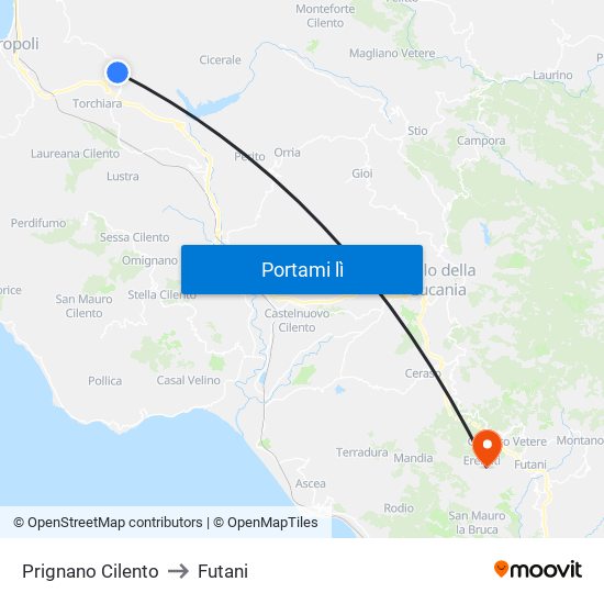 Prignano Cilento to Futani map