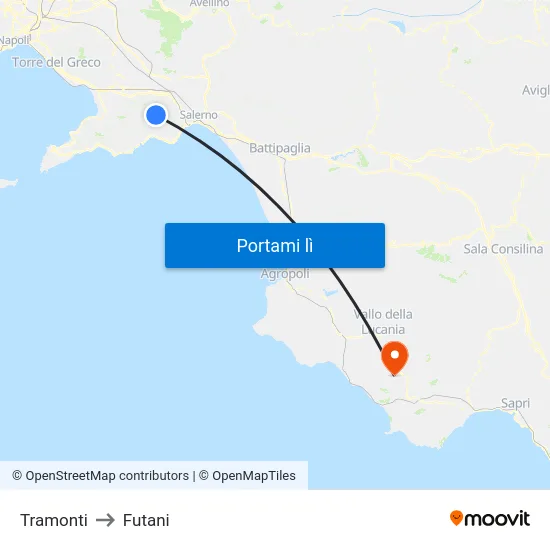 Tramonti to Futani map