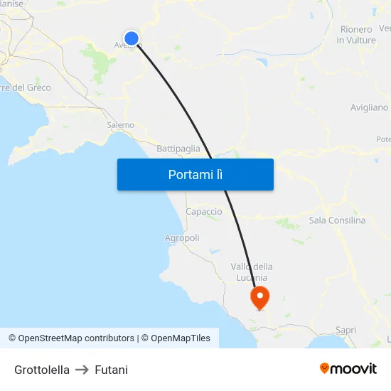 Grottolella to Futani map