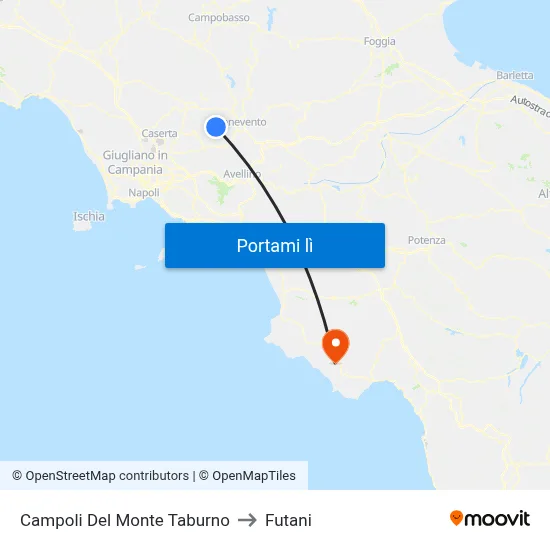 Campoli Del Monte Taburno to Futani map