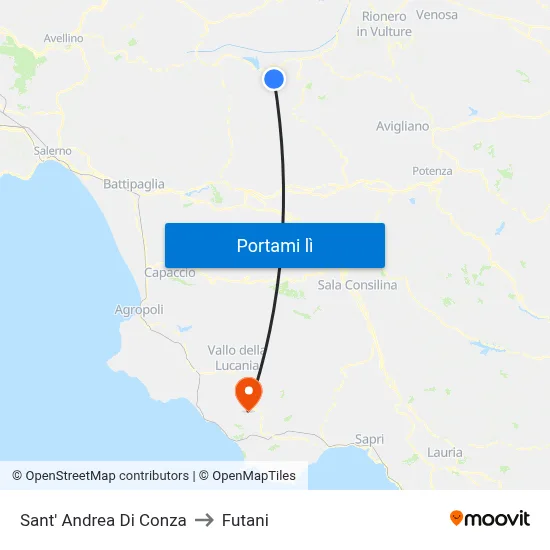 Sant' Andrea Di Conza to Futani map