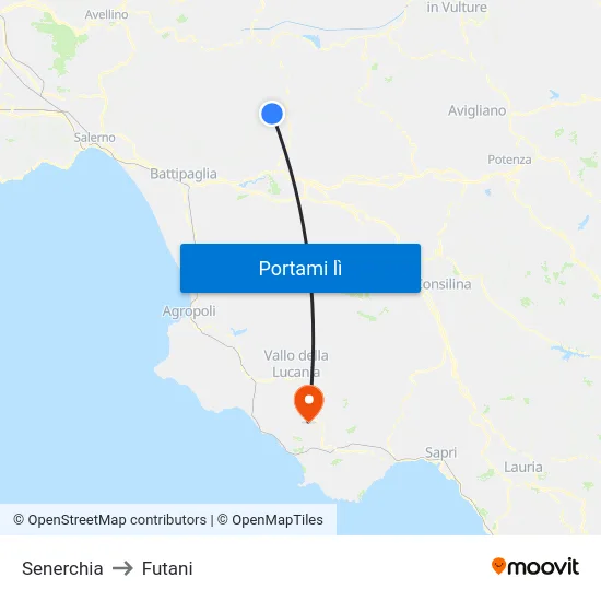 Senerchia to Futani map