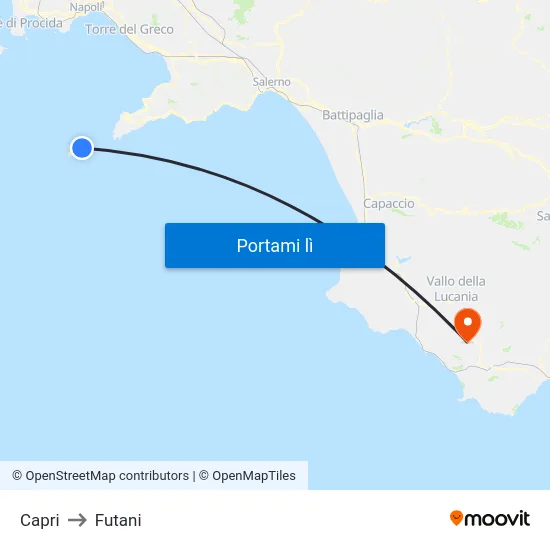 Capri to Futani map