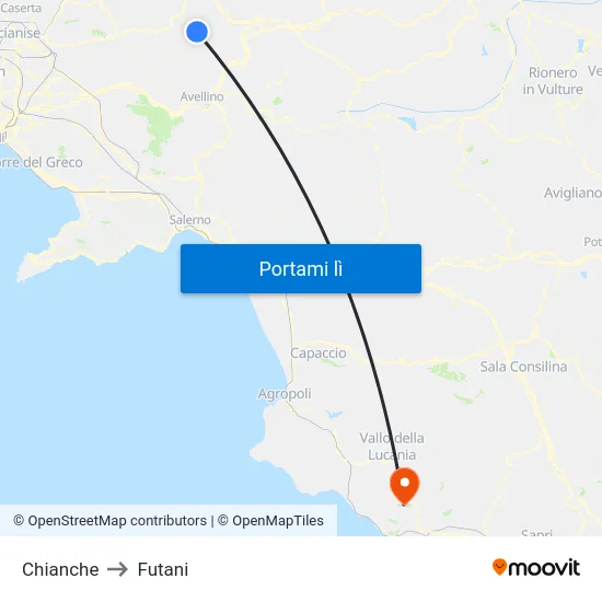 Chianche to Futani map