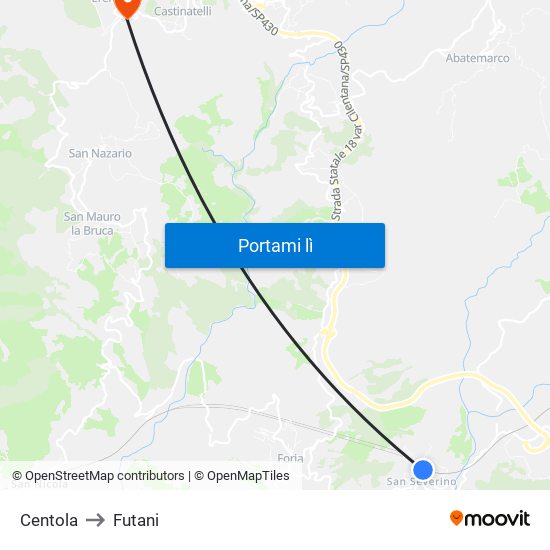 Centola to Futani map