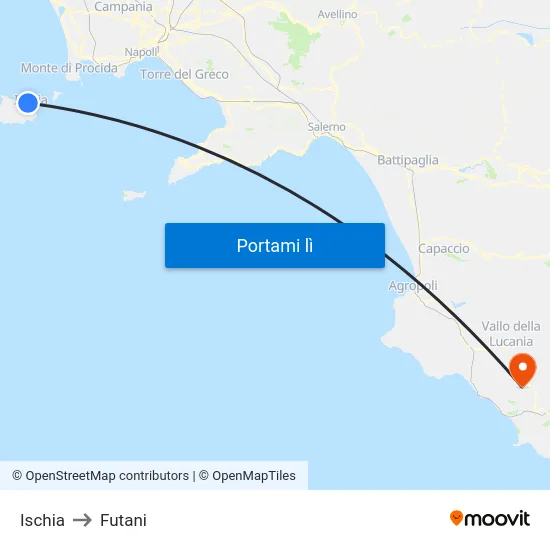Ischia to Futani map