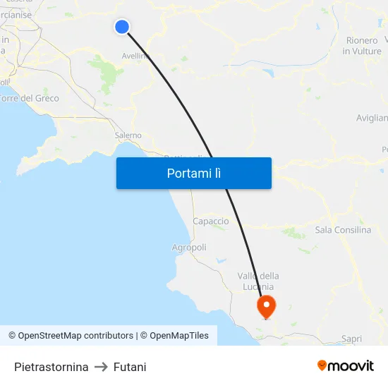 Pietrastornina to Futani map