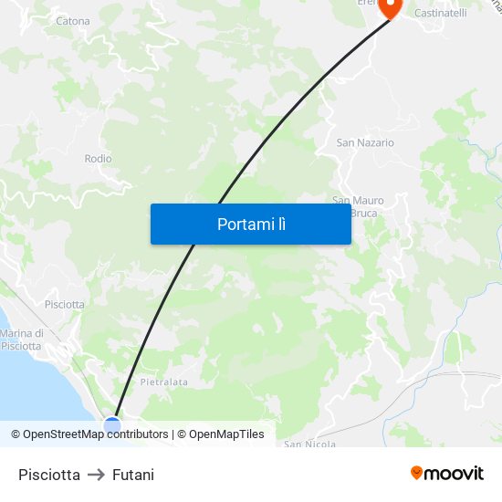 Pisciotta to Futani map