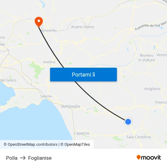 Polla to Foglianise map