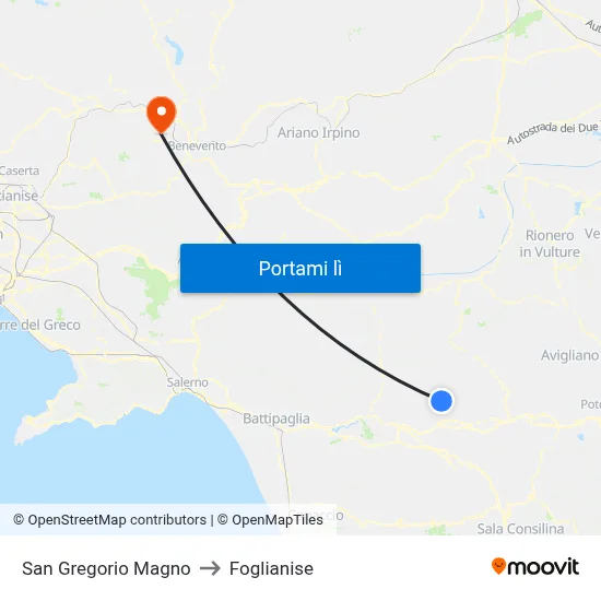 San Gregorio Magno to Foglianise map