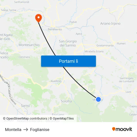 Montella to Foglianise map