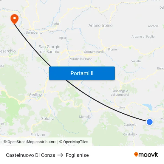 Castelnuovo Di Conza to Foglianise map