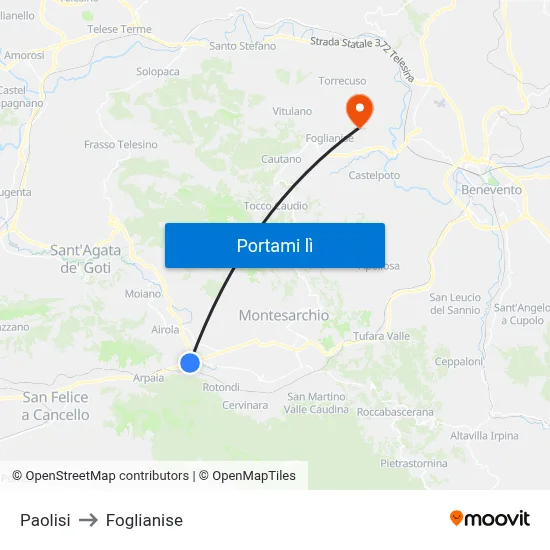 Paolisi to Foglianise map
