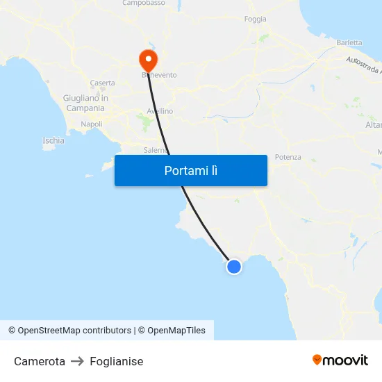 Camerota to Foglianise map