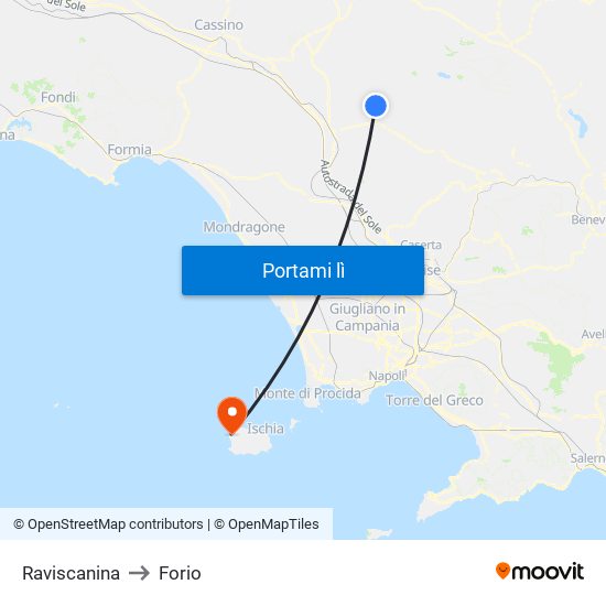 Raviscanina to Forio map