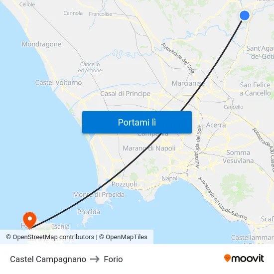 Castel Campagnano to Forio map