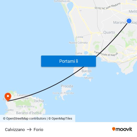 Calvizzano to Forio map