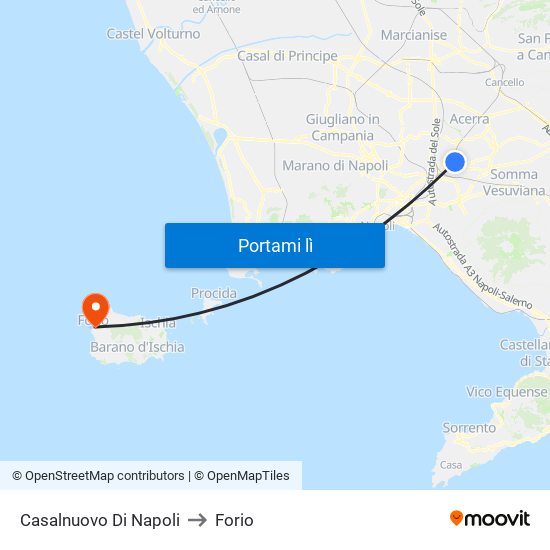 Casalnuovo Di Napoli to Forio map