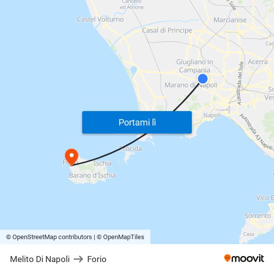 Melito Di Napoli to Forio map