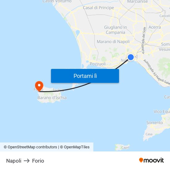 Napoli to Forio map