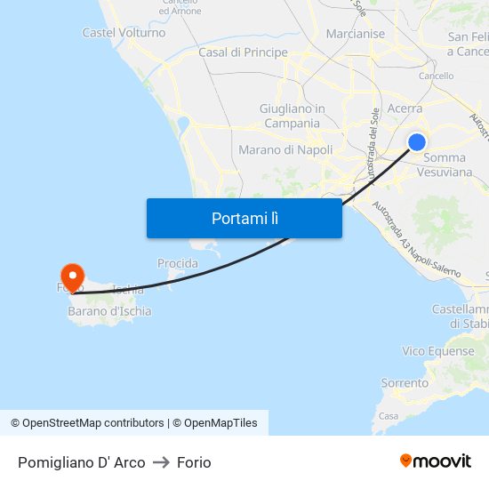 Pomigliano D' Arco to Forio map