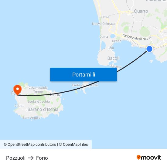 Pozzuoli to Forio map