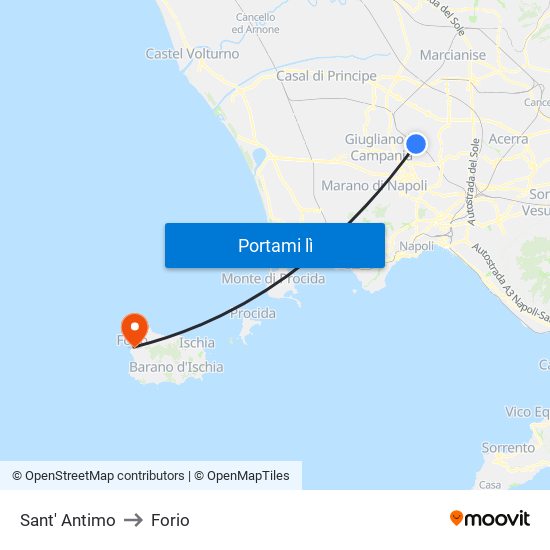 Sant' Antimo to Forio map
