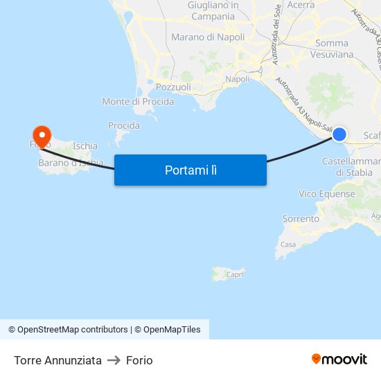Torre Annunziata to Forio map