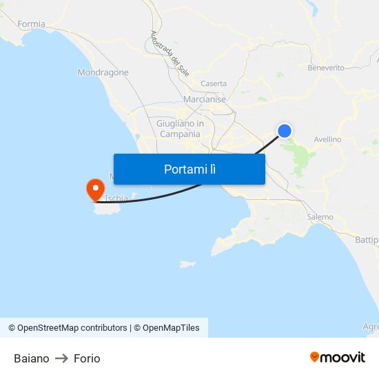 Baiano to Forio map