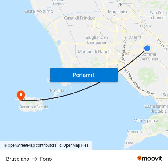 Brusciano to Forio map