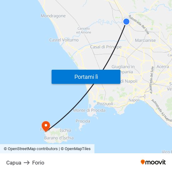 Capua to Forio map