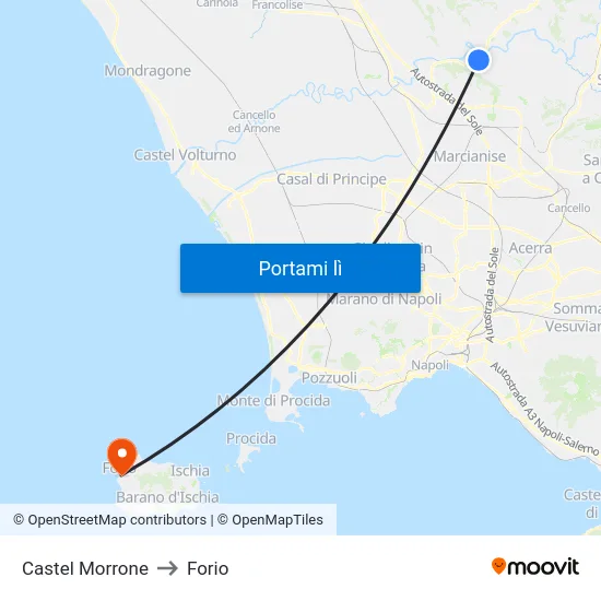 Castel Morrone to Forio map