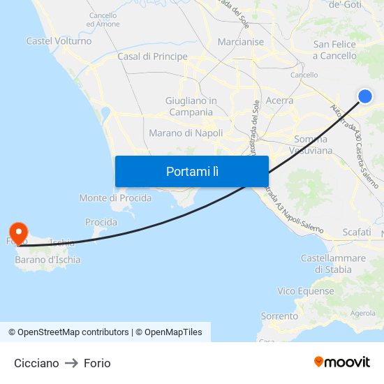 Cicciano to Forio map