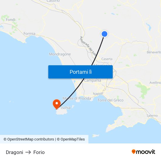 Dragoni to Forio map