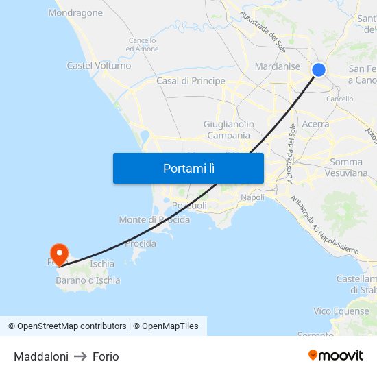 Maddaloni to Forio map