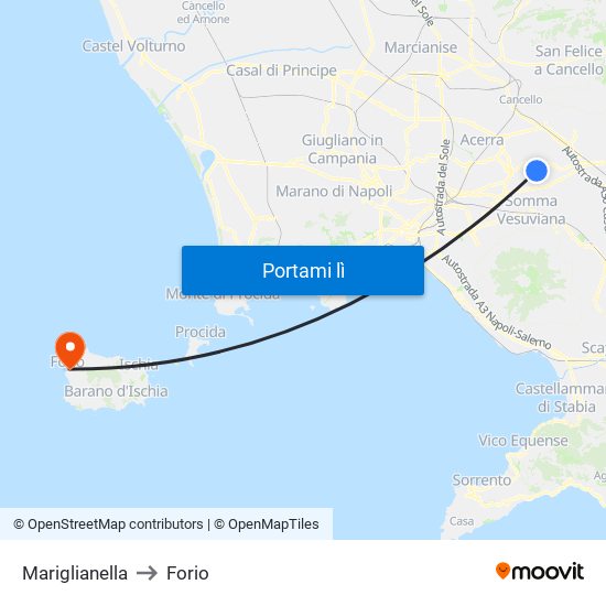 Mariglianella to Forio map