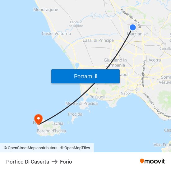 Portico Di Caserta to Forio map