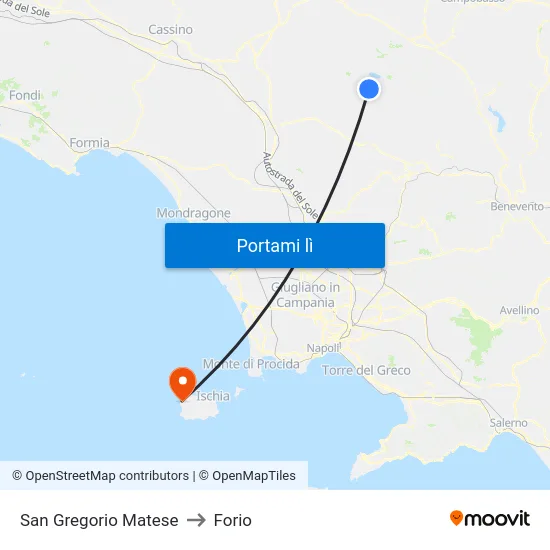 San Gregorio Matese to Forio map