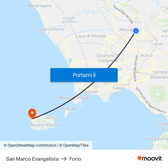 San Marco Evangelista to Forio map
