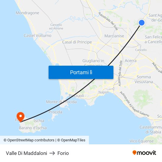 Valle Di Maddaloni to Forio map