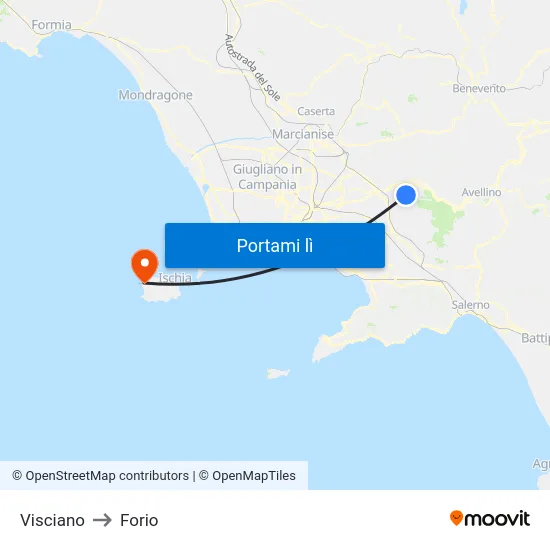 Visciano to Forio map