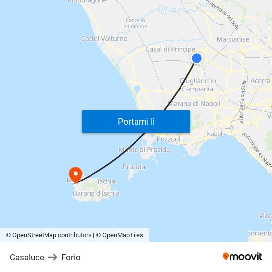 Casaluce to Forio map