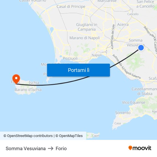 Somma Vesuviana to Forio map