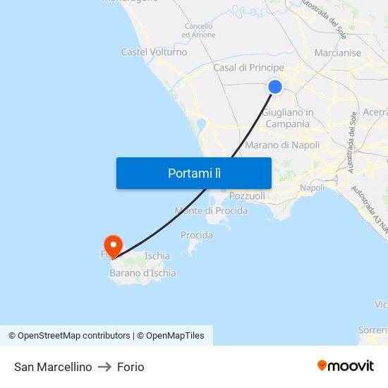 San Marcellino to Forio map