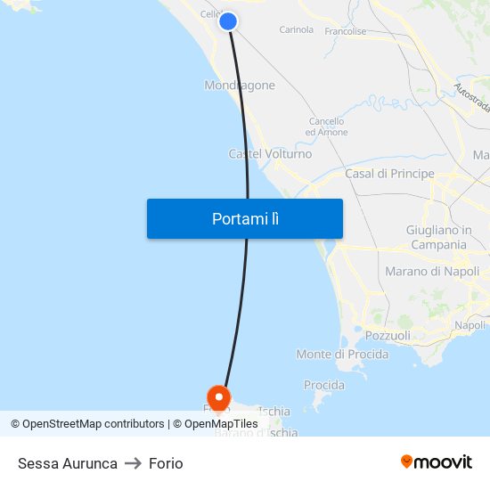 Sessa Aurunca to Forio map