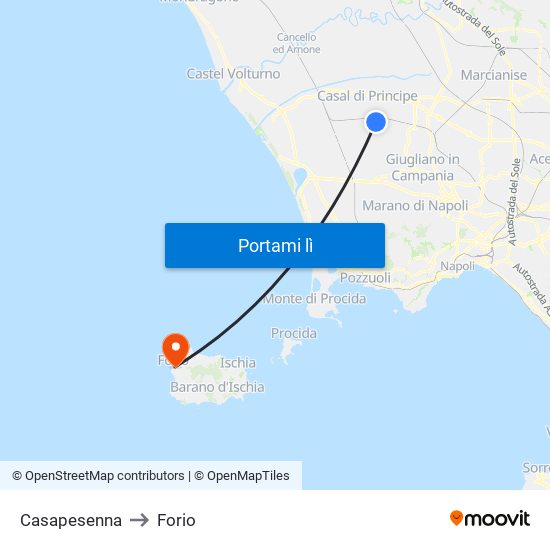 Casapesenna to Forio map