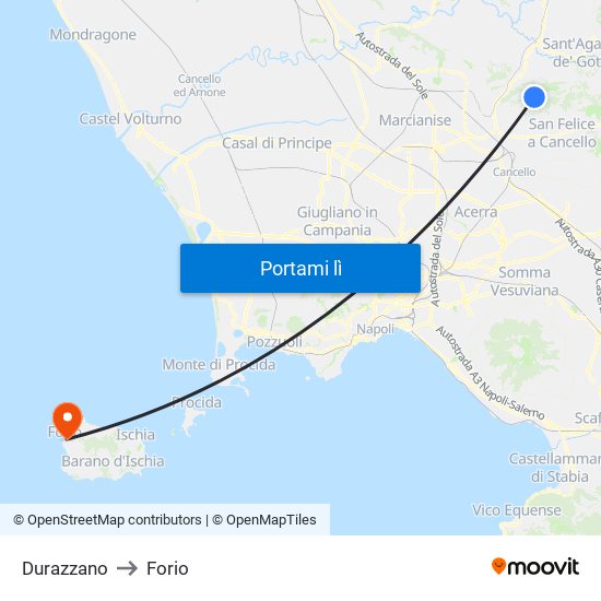 Durazzano to Forio map